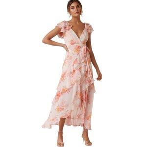 NWT Ever New Melbourne Ellery Floral Ruffle Maxi Dress  Size 2 Feminine Romantic